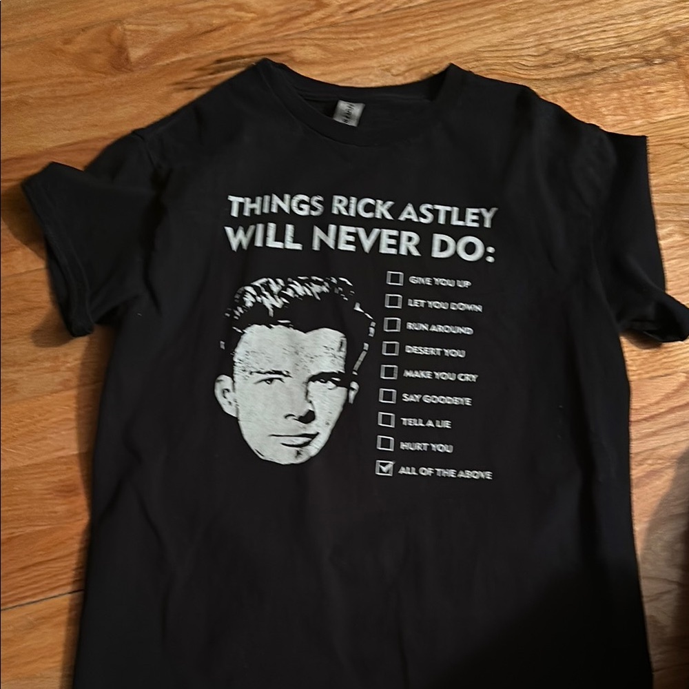 Black Rick Astley Graphic T-Shirt